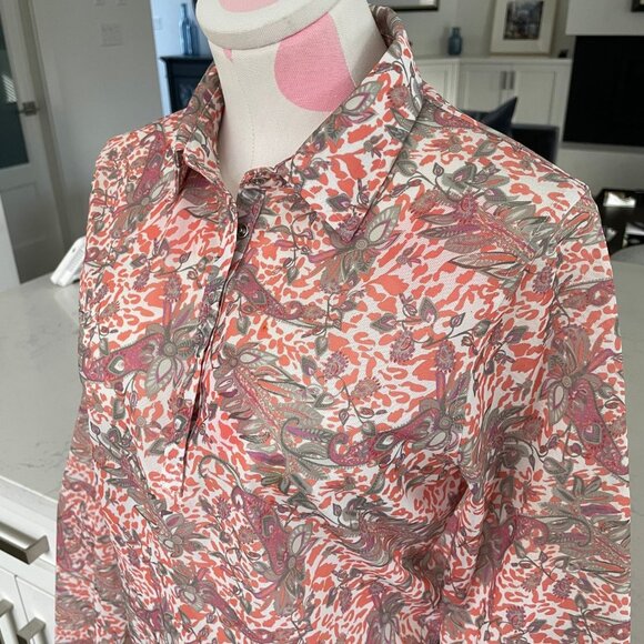 Daily Sports Born In Sweden LS 1/4 Snap Paisley Print Blouse Multi Color Sz M - Picture 2 of 9